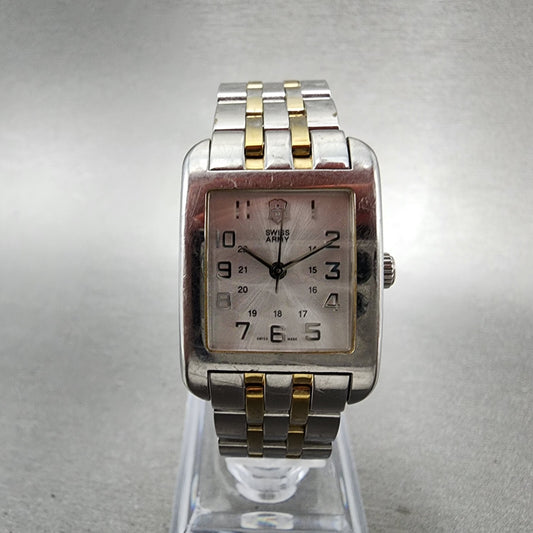 Swiss Army Alliance Tank Watch Women 21mm Silver Dial Two Tone Rectangle New Bat0