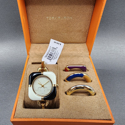 Tory Burch The Miller Watch Women 28mm White Gold Tone Interchangeable Bezel0