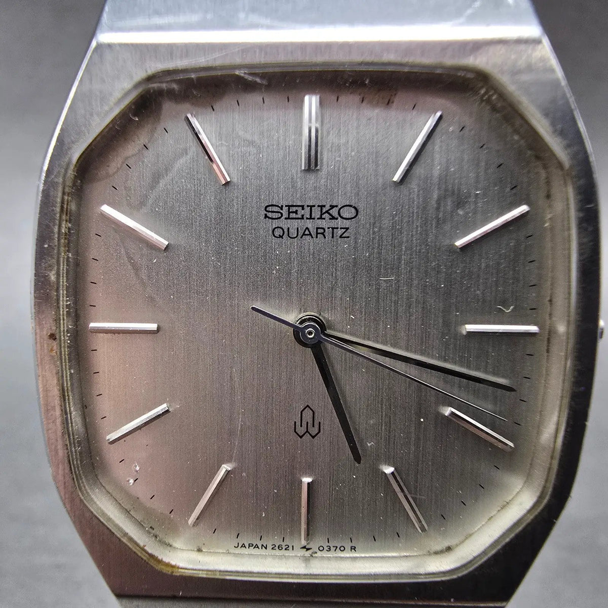 Seiko Tank Watch Men 31mm Silver Dial Silver Tone Rectangle 2621-5180 New Batt2