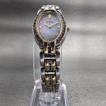 Citizen Eco-Drive Watch Women 18mm MOP Dial Gemmed Oval B023-S019214 Works5