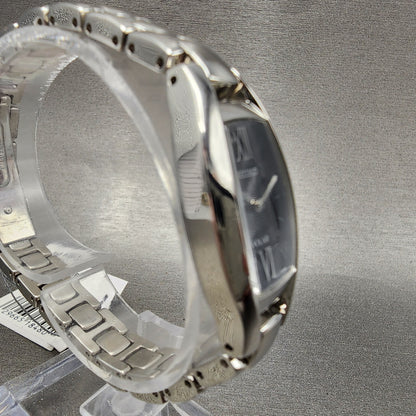 Seiko Solar Watch Women 18mm Black Dial Steel Rectangle V1150BW0 Works3