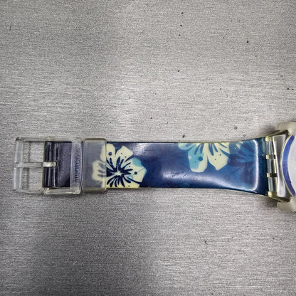 Swatch Gent MY NEXT HOLIDAYS Watch Men 34mm Blue Dial Clear Case GK383 New Batt10