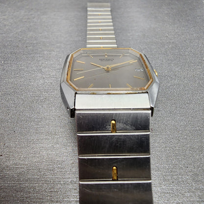 Seiko Watch Men 27mm Silver Dial Two Tone Date Round 65325320 READ! New Battery2