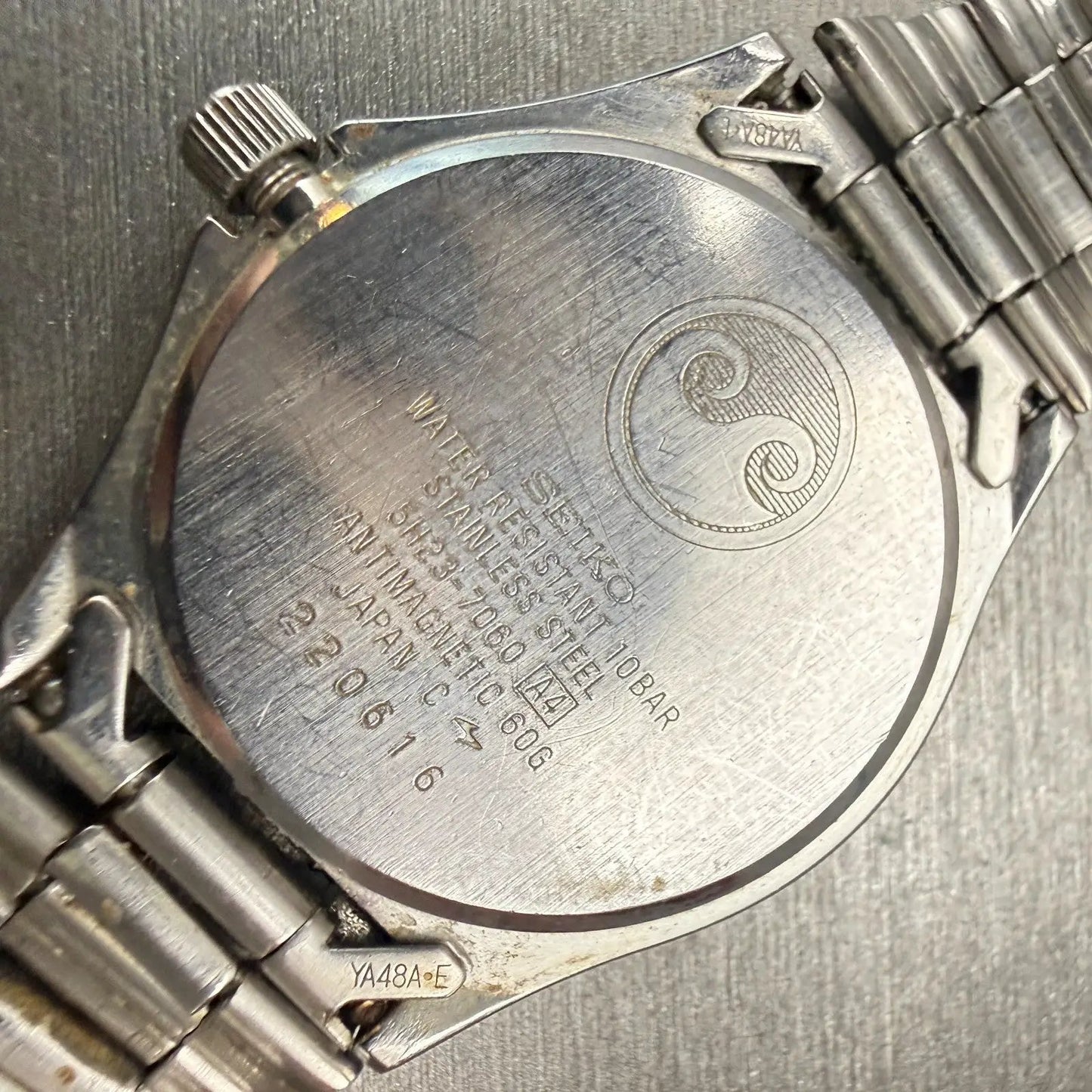 Seiko Chronos Watch Men 35mm Silver Dial Silver Daydate Round 5H23-7060 New Batt10