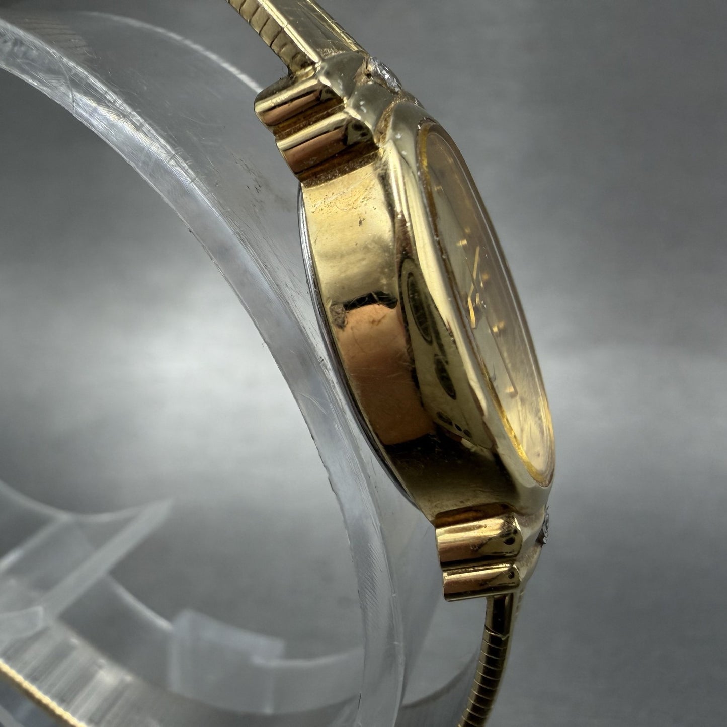Elgin Watch Women 16mm Champagne Dial Gold Tone Oval Diamond Quartz New Batt ABC3