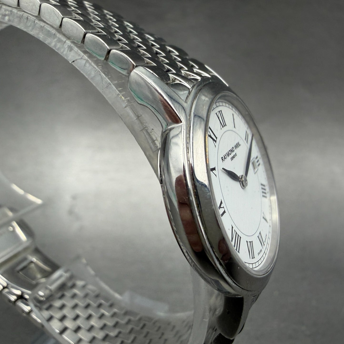 Raymond Weil Tradition Watch Women 28mm White Dial Silver Tone Date 5966 New Bat3