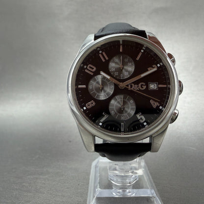 Dolce & Gabbana Sandpiper Chronograph Watch Men 41mm Black Dial Silver New BattA5