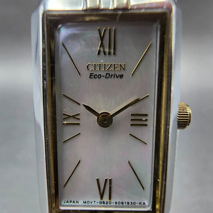 Citizen Eco-Drive Tank Watch Women 15mm MOP Dial Two Tone EG2694-59D Runs JP1