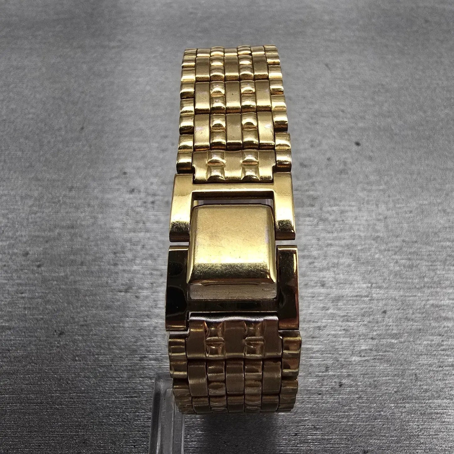 Seiko Watch Women 16mm Gold Dial Gold Tone Rectangle 1N01-5A69 New Battery VTG7