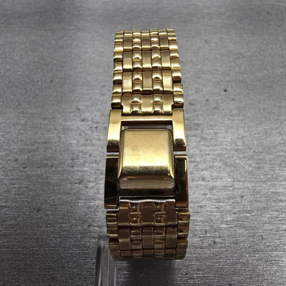 Seiko Watch Women 16mm Gold Dial Gold Tone Rectangle 1N01-5A69 New Battery VTG7