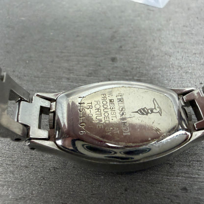 Trussardi Dual Time Watch Women 20mm White Dial Silver Tone Rectangle New Batt9