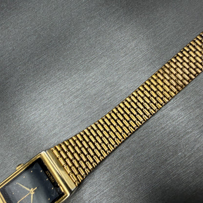 Seiko Galaxy Tank Watch Women 19mm Black Dial Gold Tone PARTS!! 2Y01-5C40 NewBat8