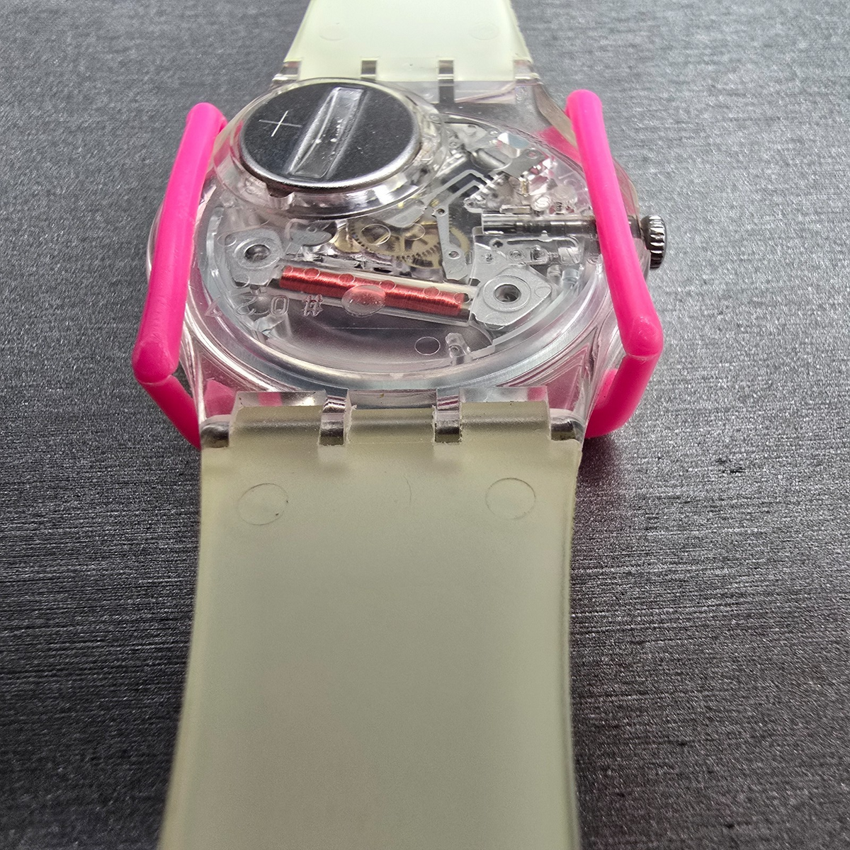 Swatch Snowcovered Watch Men 34mm White Dial Clear Case Daydate GK733 New Batt14