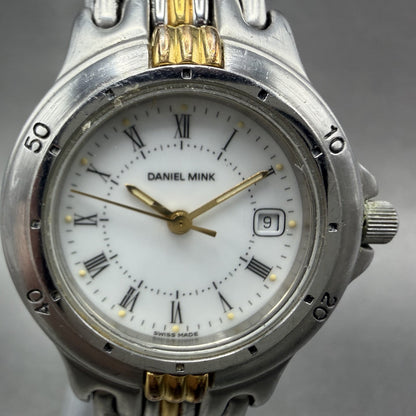 Daniel Mink Watch Women 28mm White Dial Two Tone Date Round 2651 New Battery1