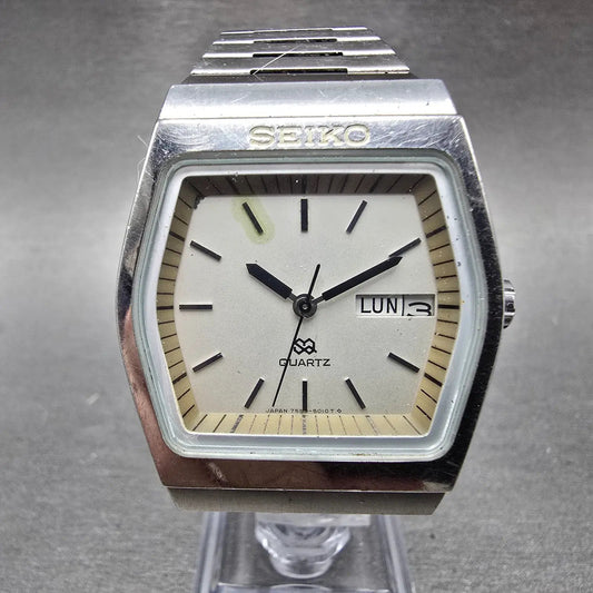 Seiko SQ Watch Men 36mm Silver Dial Silver Tone READ!!!!!! 7559-5010 New Battery0