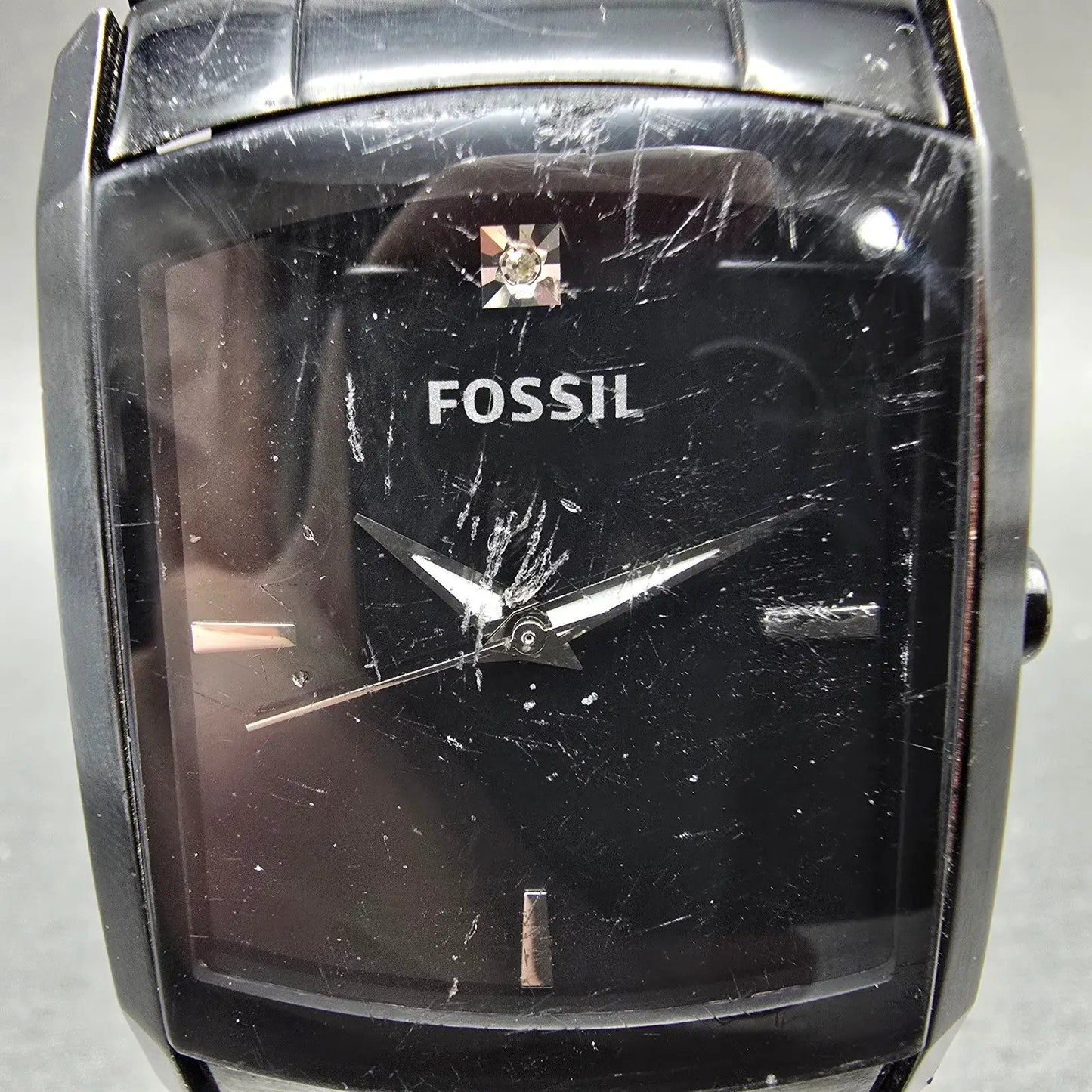 Fossil Arkitekt Tank Watch Men 34mm Black Dial Black Tone FS-4159 New Battery VH1