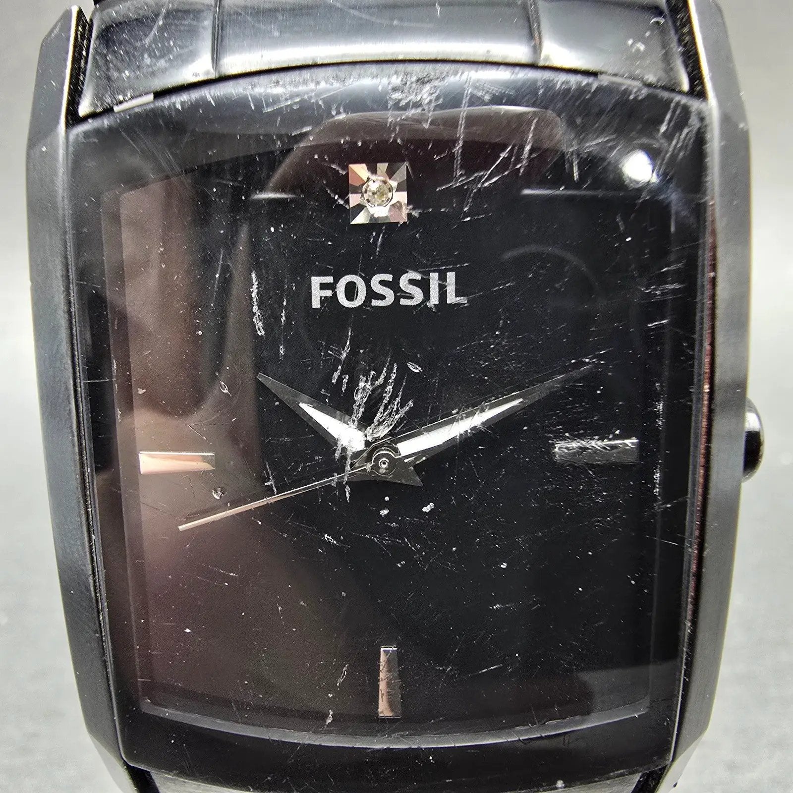 Fossil Arkitekt Tank Watch Men 34mm Black Dial Black Tone FS-4159 New Battery VH1