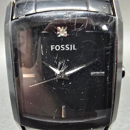 Fossil Arkitekt Tank Watch Men 34mm Black Dial Black Tone FS-4159 New Battery VH1