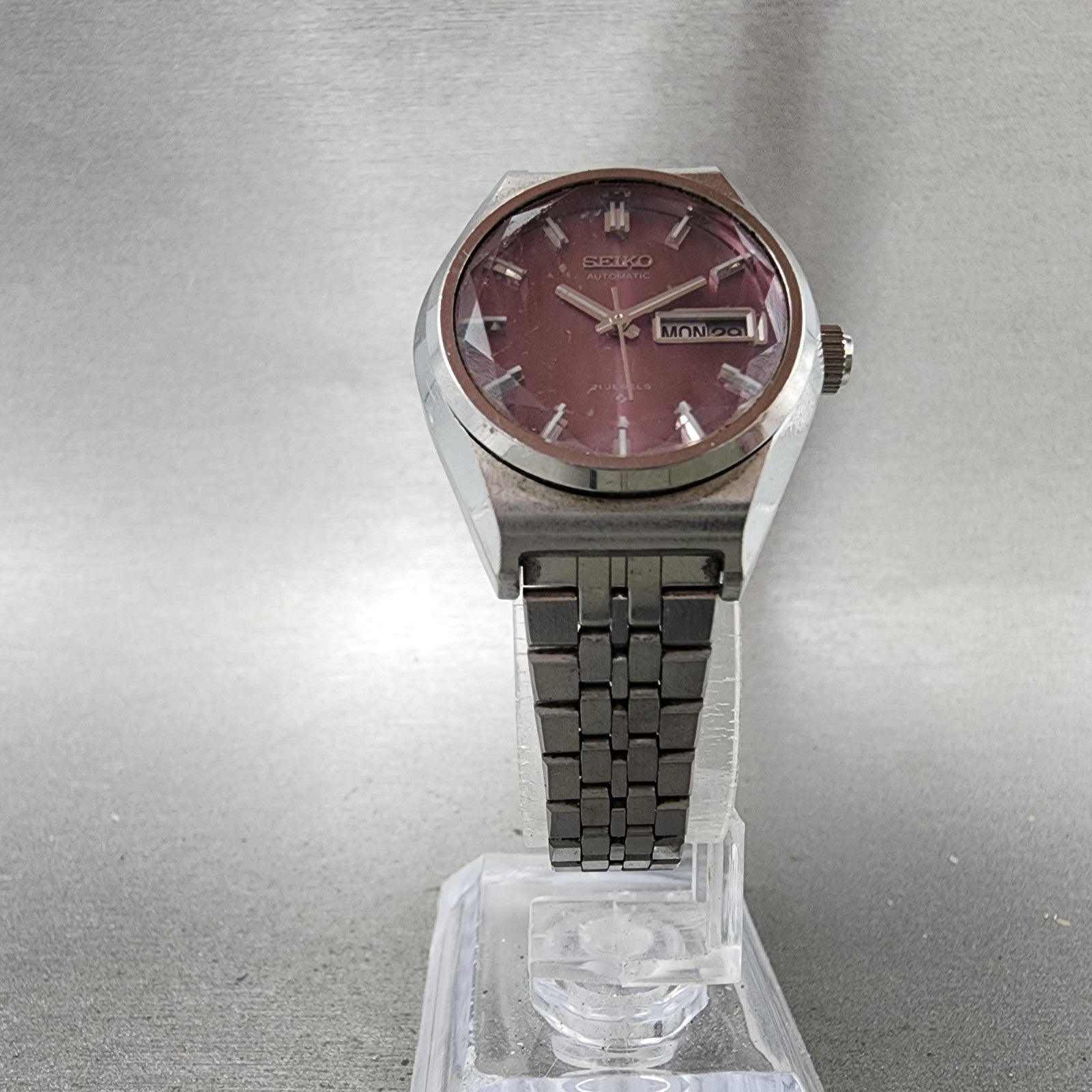 Seiko Automatic Watch Women 26mm Pink Dial Silver Tone Daydate 27060340 PARTS6