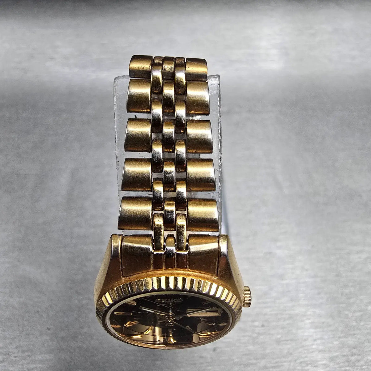 Seiko Watch Women 24mm Black Dial Gold Daydate Round 3Y03-0169 New Battery JP24