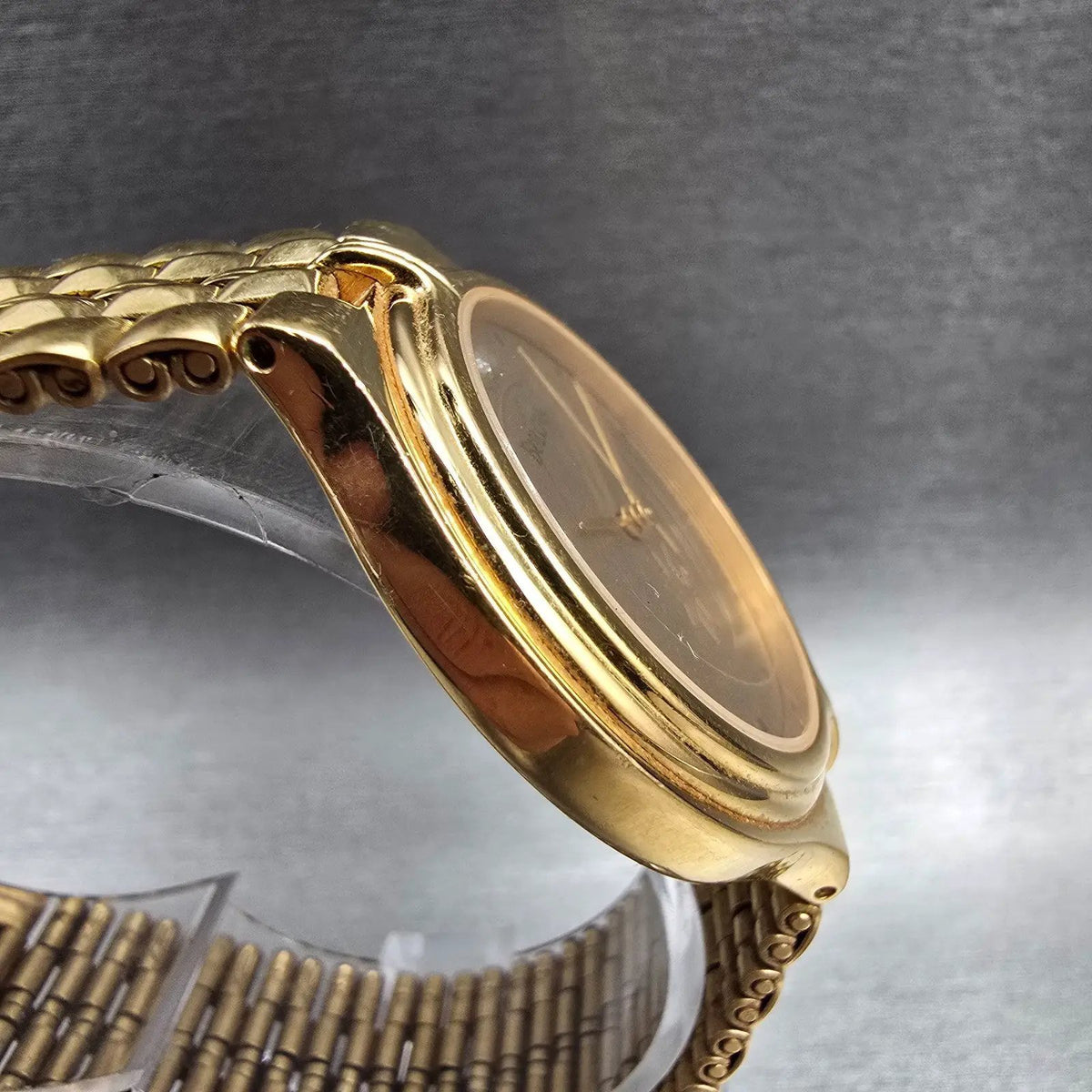 Bulova Watch Men 35mm Champagne Dial Gold Tone Diamond Accent Round New Battery3