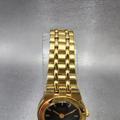 Citizen CQ Watch Women 20mm Black Dial Gold Tone Round 3220K02791 New Battery3