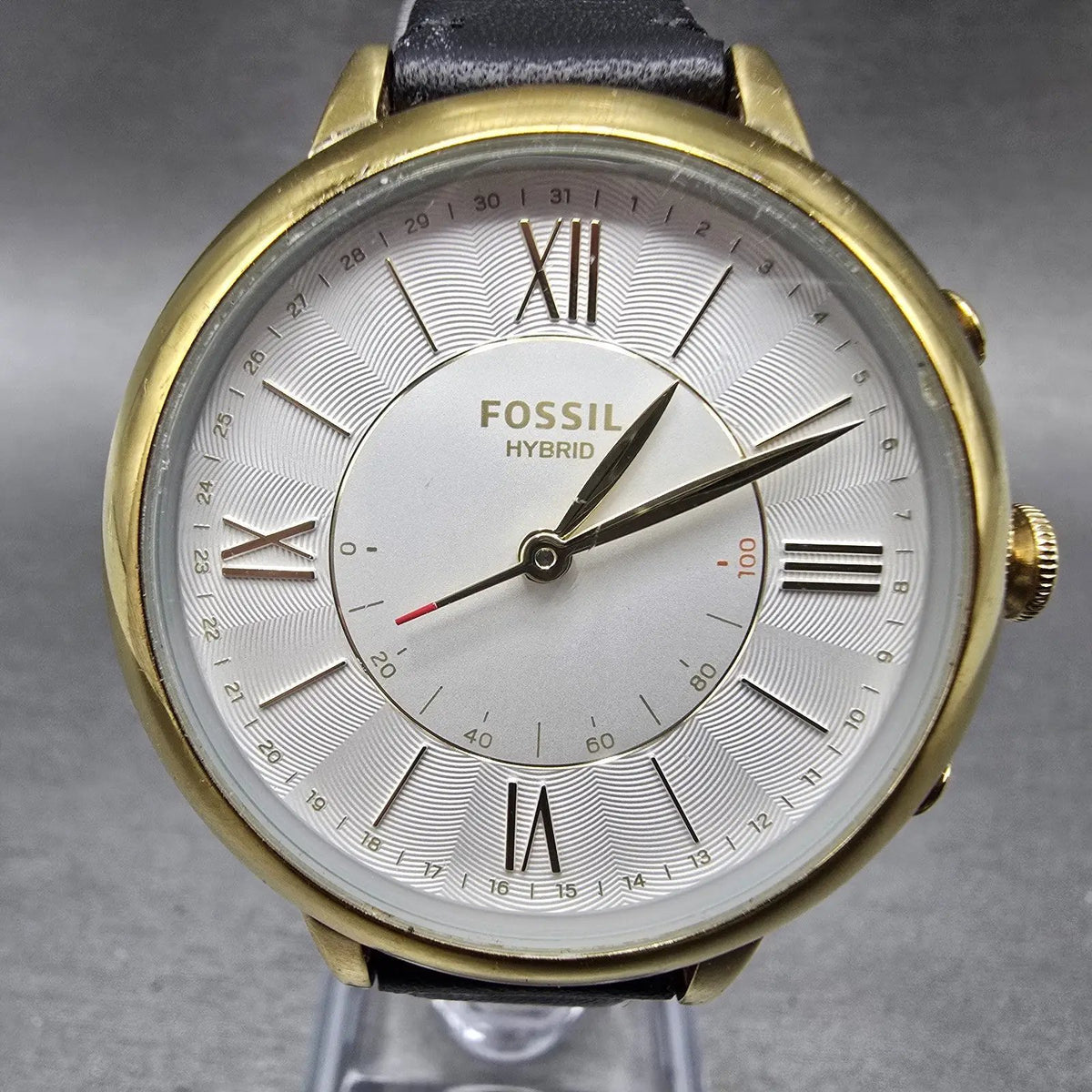 Fossil Jacqueline Hybrid Watch Women 36mm White Dial Gold FTW5020 New Battery0