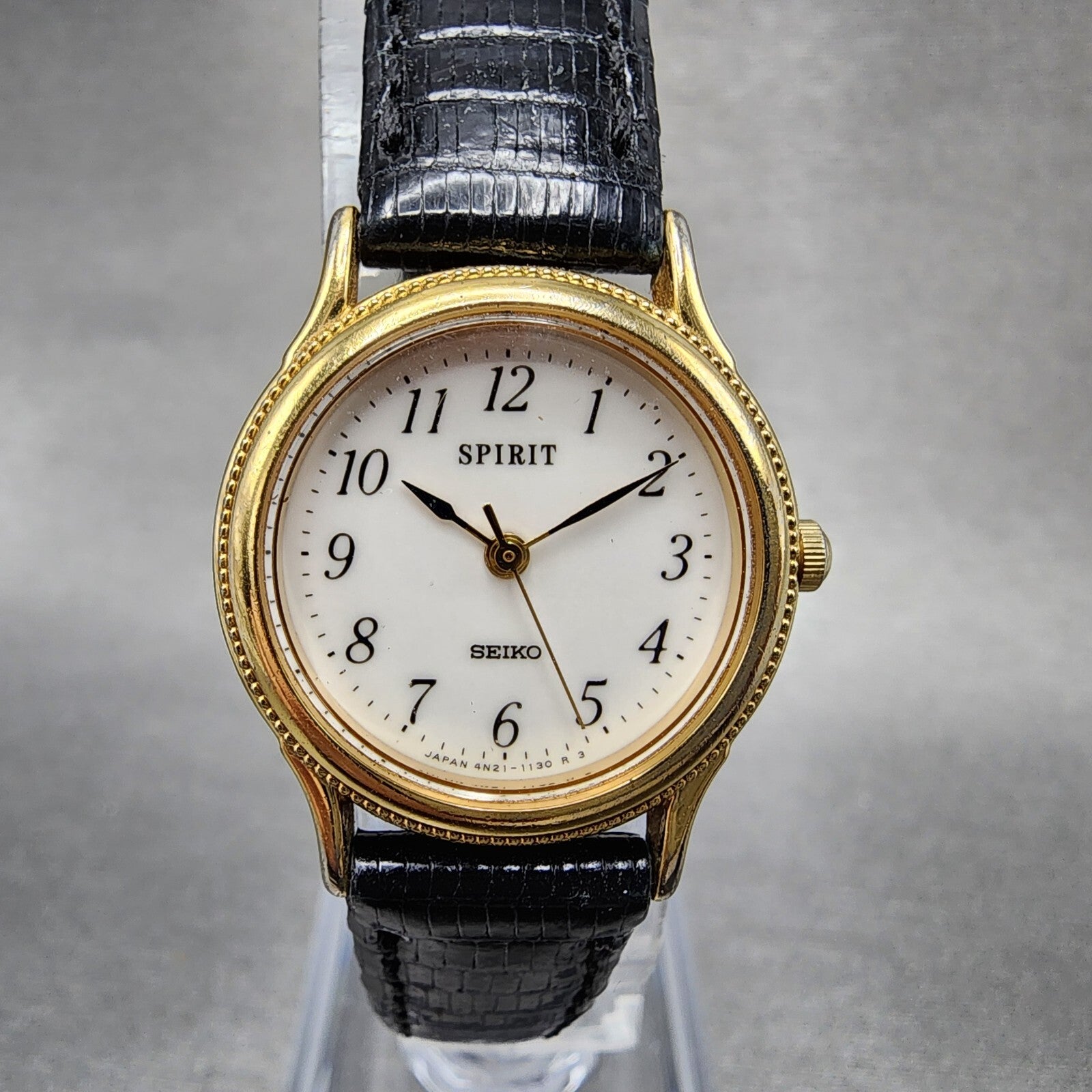 Seiko Spirit Watch Women 23mm White Dial Gold Tone Round 4N21058A New Battery0
