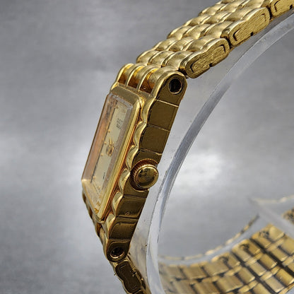Citizen CQ Watch Women 15mm Champagne Dial Gold Tone Rectangle 2250S07092 Runs2