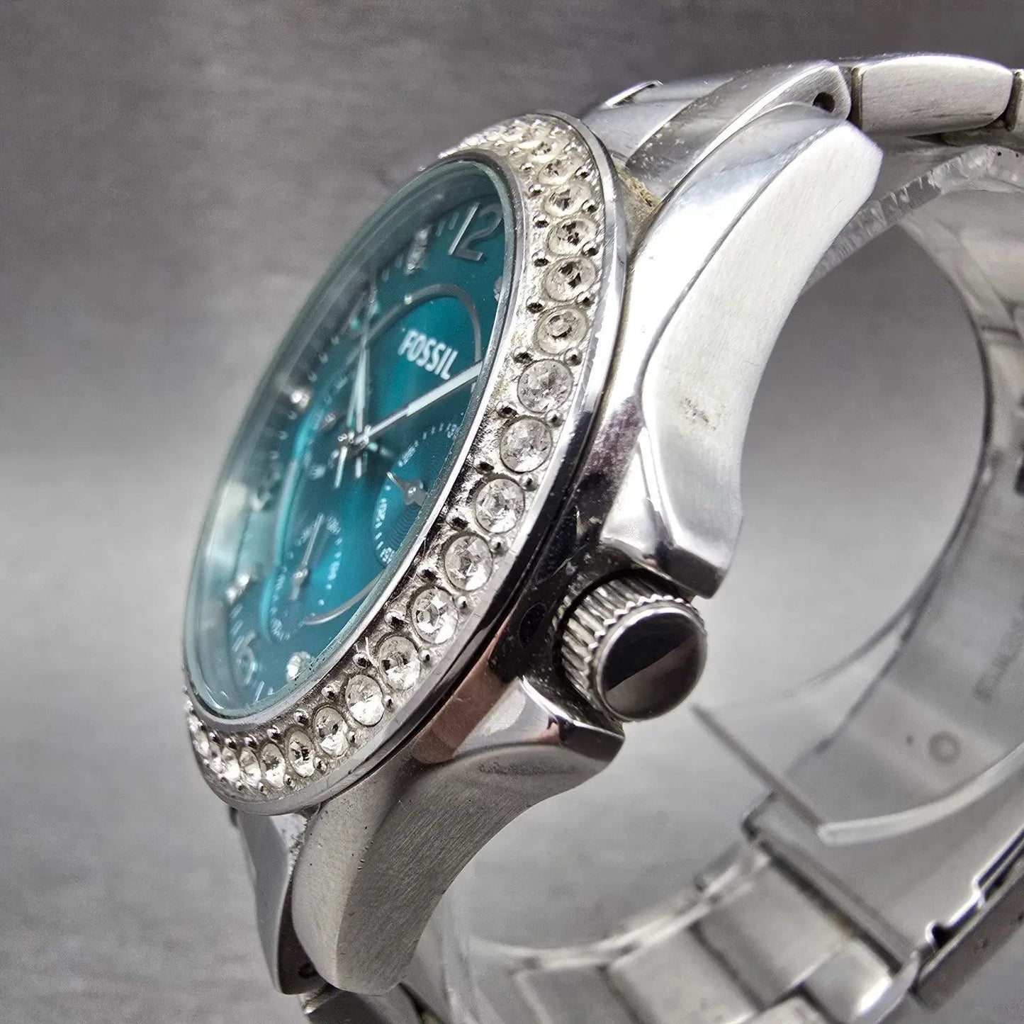 Fossil Watch Women 38mm Green Dial Silver Tone Daydate ES3766 New Battery2