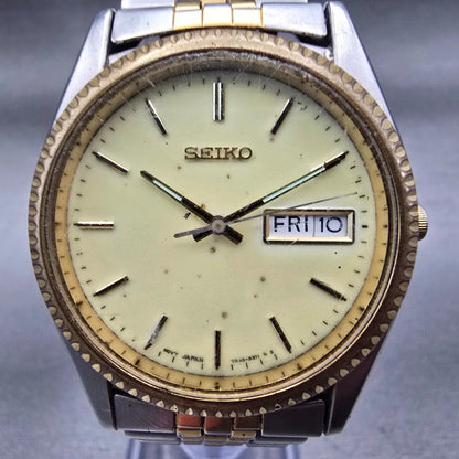 Seiko President Watch Men 36mm Luminous Dial Two Tone Daydate 7N43-8111 New Batt1