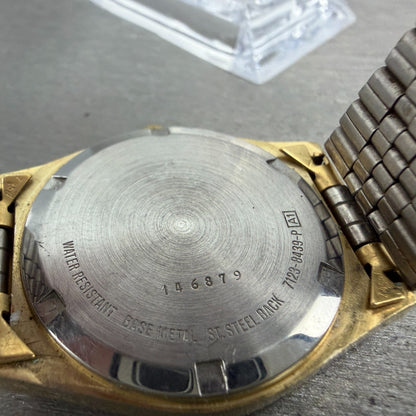 Seiko SQ Watch Men 34mm Champagne Dial Gold Tone Daydate 7123-8439 PARTS VIntage10