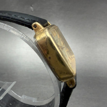 Citizen CQ Watch Women 22mm Champagne Dial Gold Tone Rectangle New Battery VTG 63