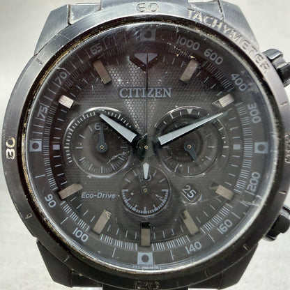 Citizen Eco-Drive Chronograph Watch Men 48mm Black Dial Black Tone Date Runs1
