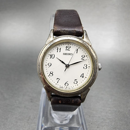 Seiko Watch Women 24mm White Dial Silver Tone Round 7N016880 New Battery0
