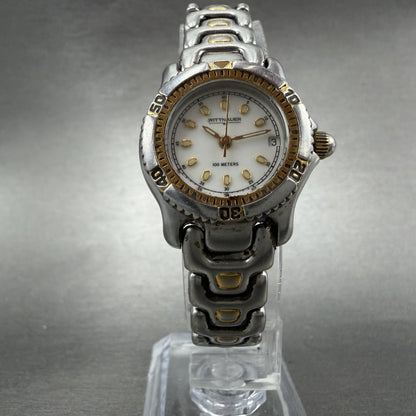 Wittnauer Dive Watch Women 24mm White Dial Two Tone Round SS25970703 New Battery5