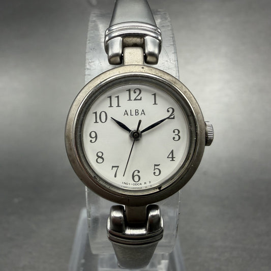 Seiko Alba Watch Women 20mm Silver Dial Silver Tone Round 1N01-0BE0 New Battery0