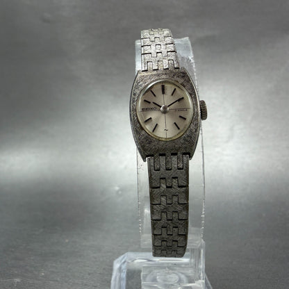 Seiko Watch Women 15mm Silver Dial Silver Tone Rectangle Manual 10-8360 Runs VTG5