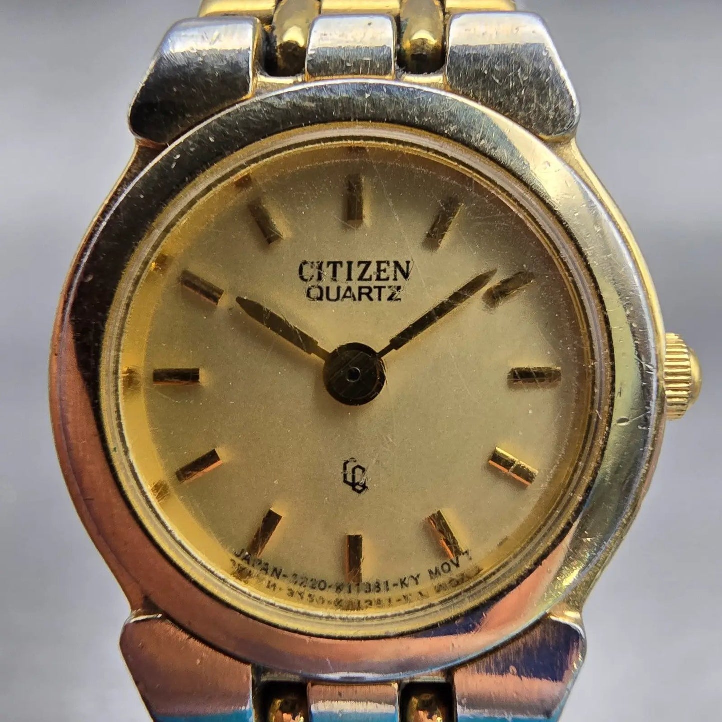 Citizen CQ Watch Women 20mm Champagne Dial Gold Tone Round 3220-K02791 New Batt1