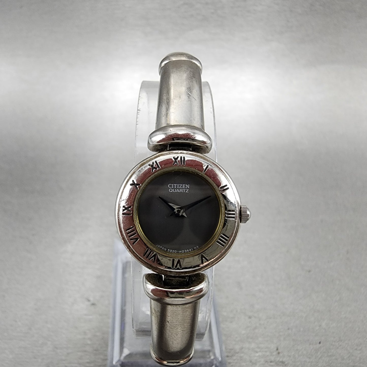 Citizen Watch Women 21mm Gray Dial Silver Tone Round Bangle 5920H14258 New batt0