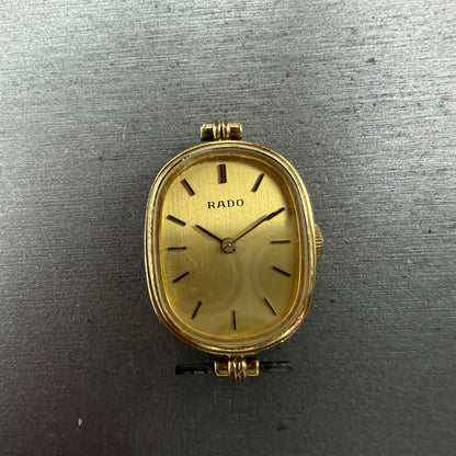 Rado Watch Women 20mm Gold Dial Gold Tone Oval Manual Wind Runs 332.7743.20