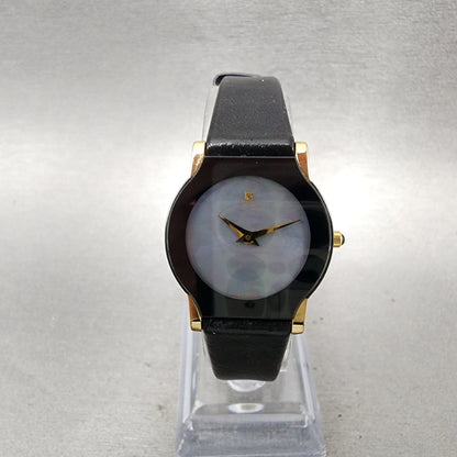 Citizen Noblia Watch Women 24mm MOP Dial Black Gold Tone Round New Battery VTG0