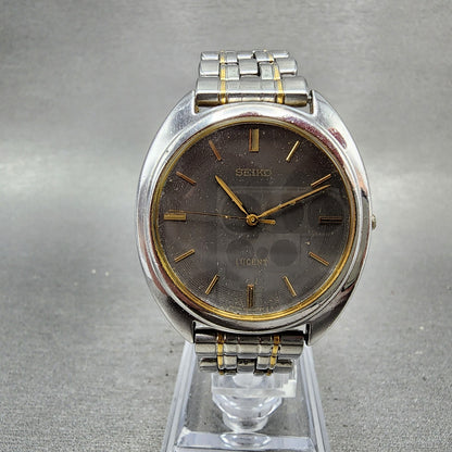 Seiko Lucent Watch Men 33mm Gray Dial Two Tone Round Vintage 5e216e60 PARTS0