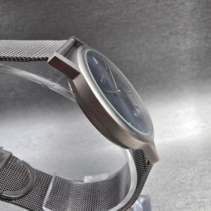 Skagen Watch Men 34mm Blue Dial Silver Tone Date Round 103LTTN New Battery3