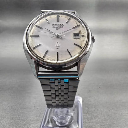 Seiko QT Watch Men 36mm Silver Dial Silver Tone Date Round 0822-8020 New Battery5