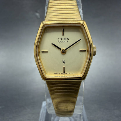 Citizen CQ Watch Women 19mm Champagne Dial Gold Tone Hexagon New Battery0