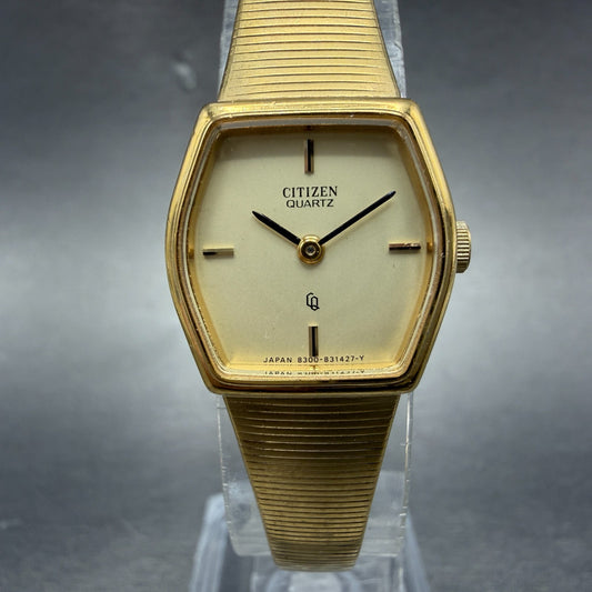 Citizen CQ Watch Women 19mm Champagne Dial Gold Tone Hexagon New Battery0