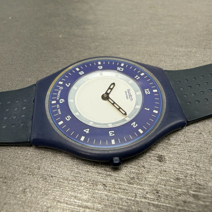 Swatch Skin Monoblue Watch Men 34mm White Dial Blue Tone Round SFN100 New Batt3