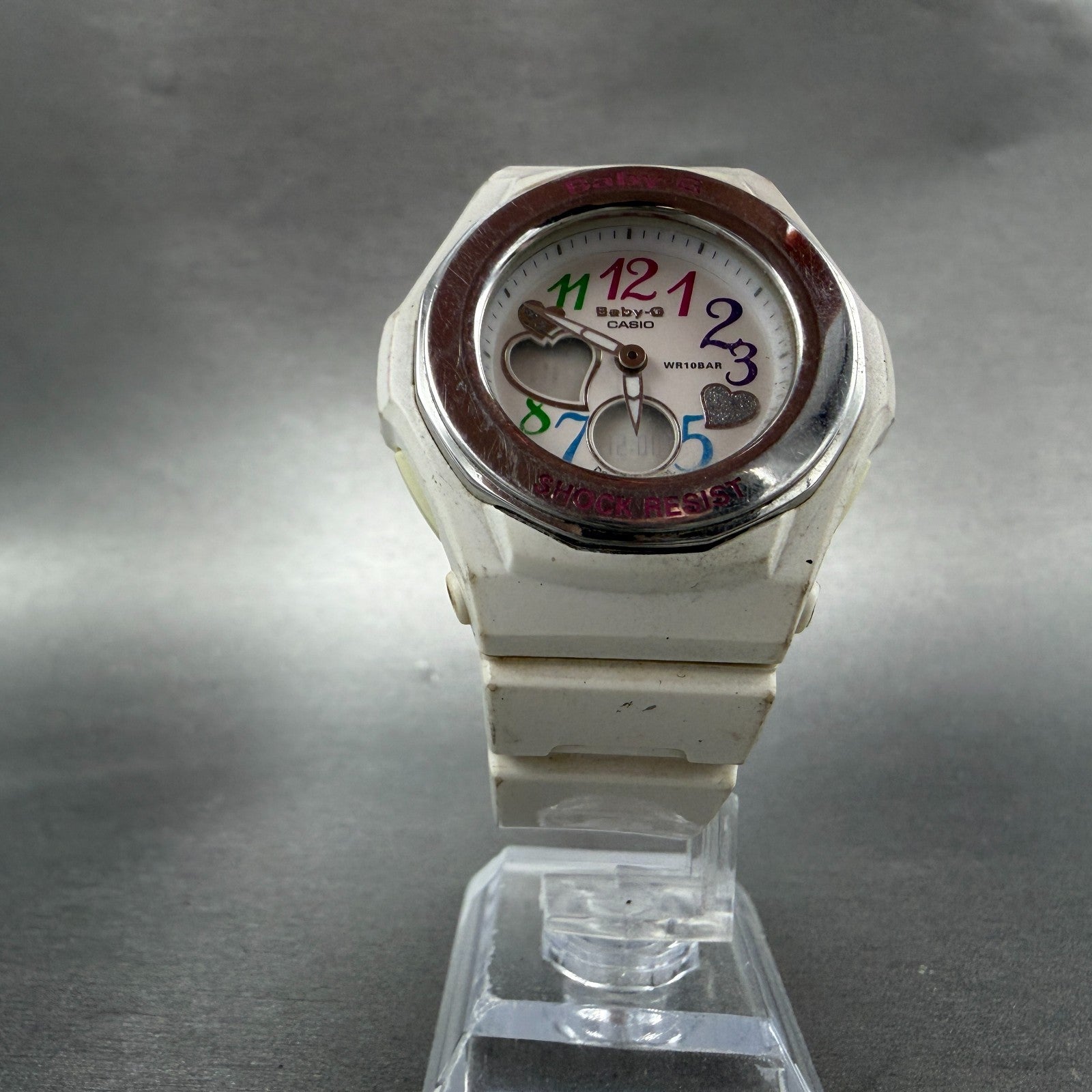 Casio Baby-G Watch Women 39mm White Dial White Case Round BGA-101 New Battery AB5