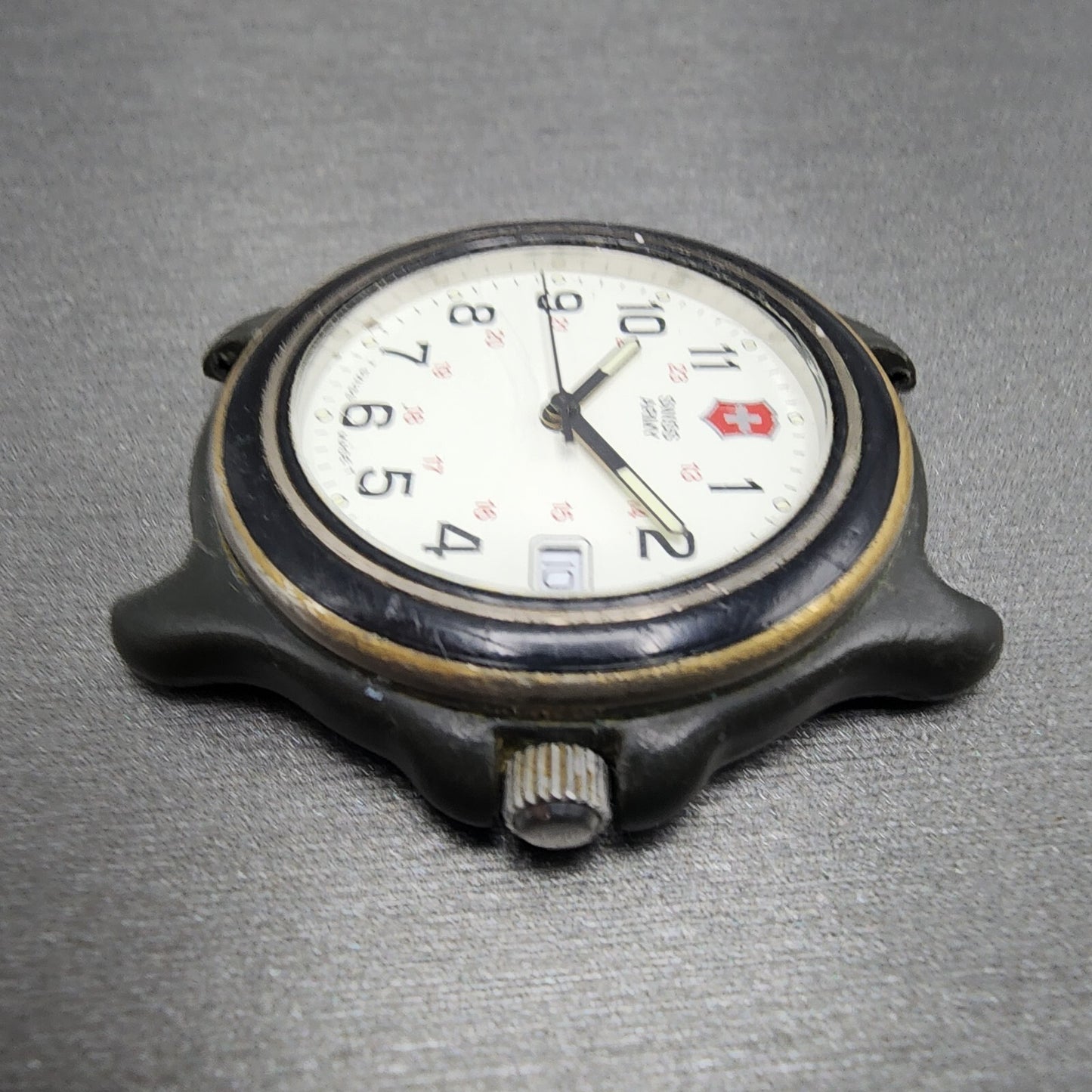Victorinox Swiss Army Watch Men 39mm White Dial Black Tone Date Round PARTS6